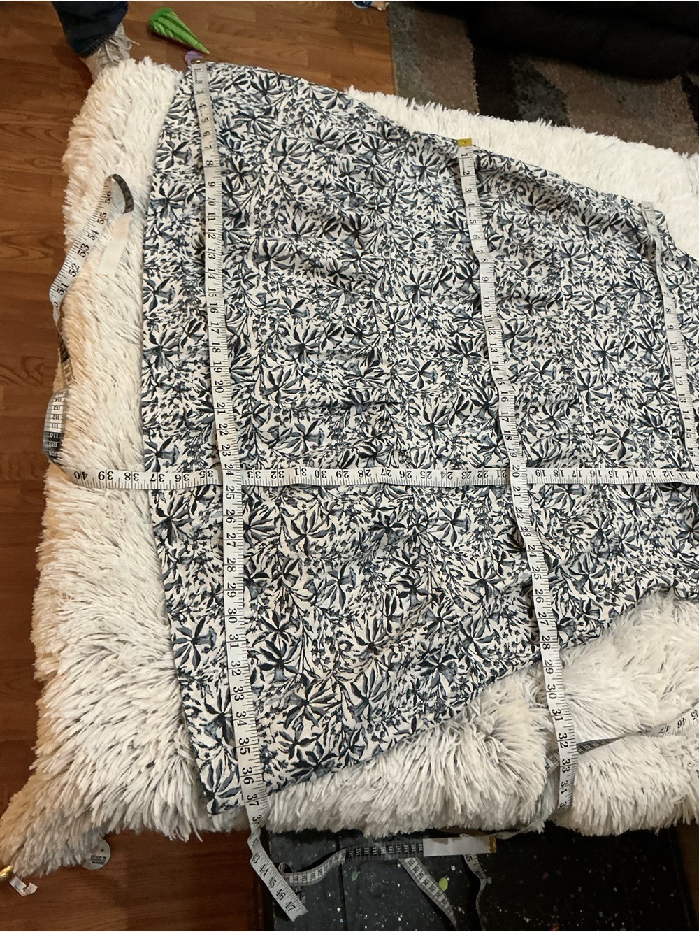 Lucky Brand Size 1X Linen Floral Tiered Sleeveless Dress Blue White Gray Black - Picture 8 of 10